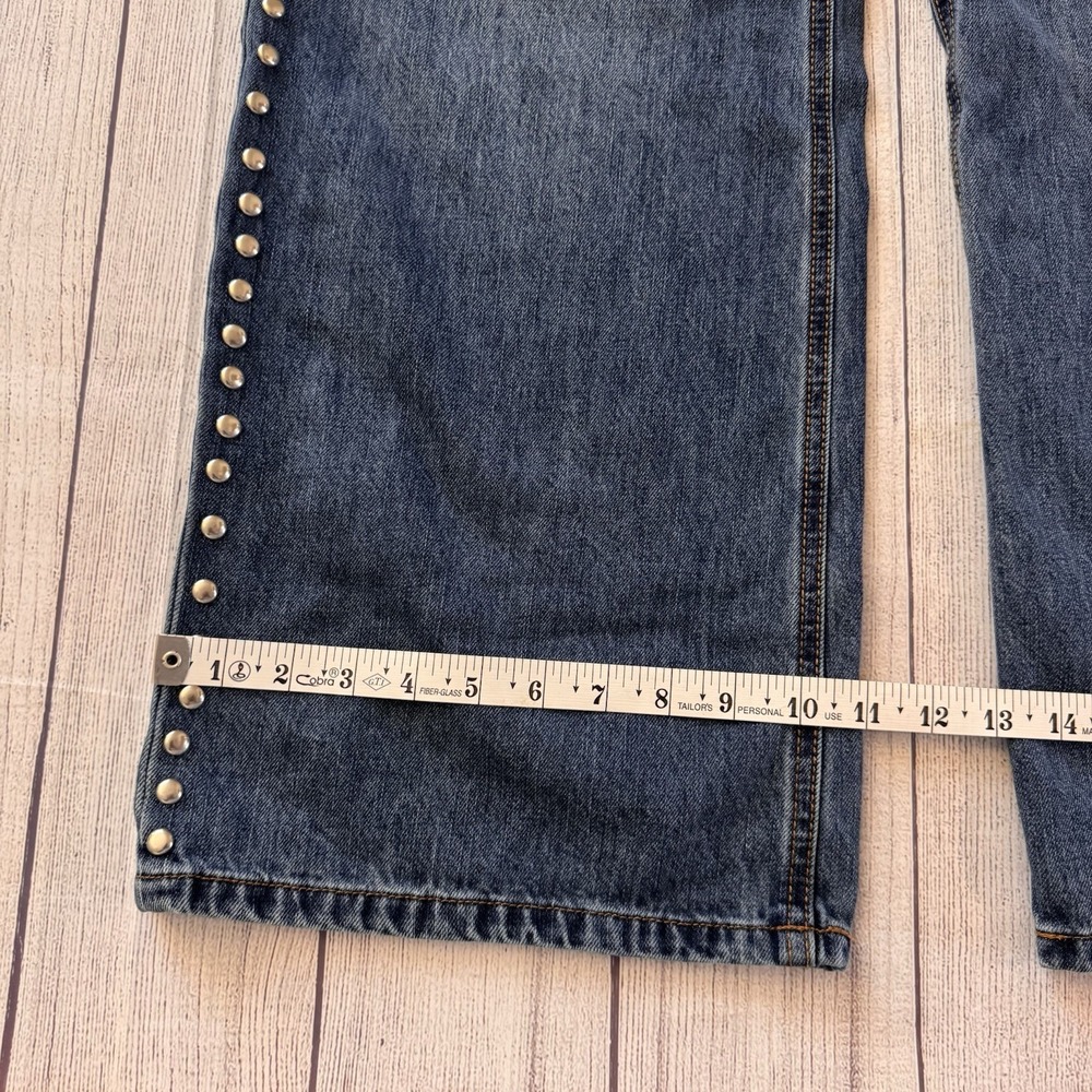 House of Harlow 1960 Studded Wide Leg Jeans Womens Size 6 Blue Denim Inseam 30" - Picture 4 of 10